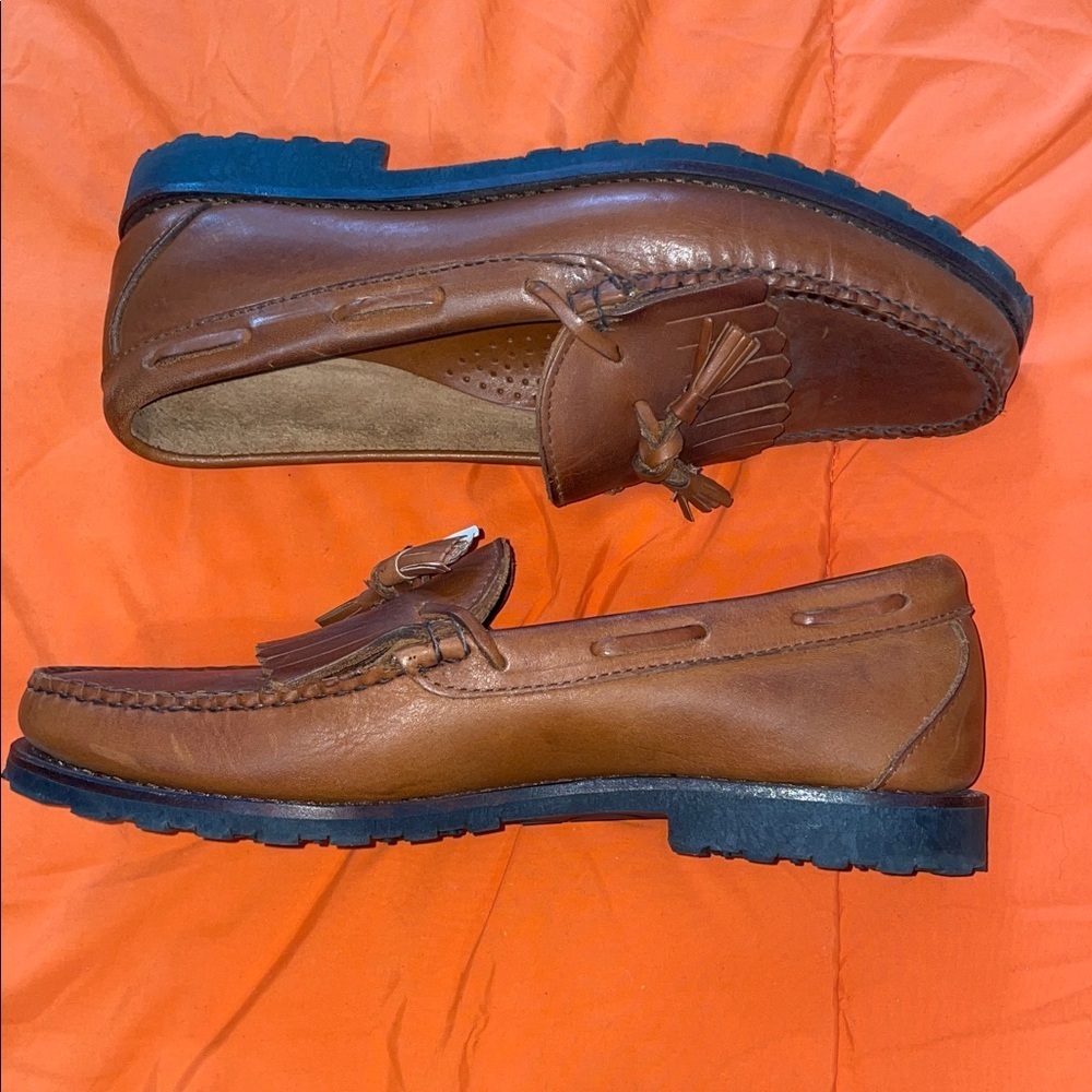 FootJoy Brown Leather Tassel Loafers - Picture 8 of 9